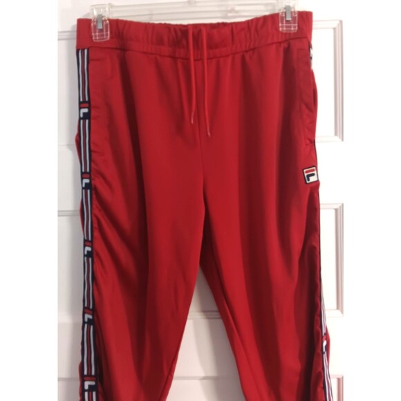 FILA Joggers Mn XL Ush Tape Pant Red Athletic Streetwear Hip Hop Pockets Comfort - Picture 4 of 12